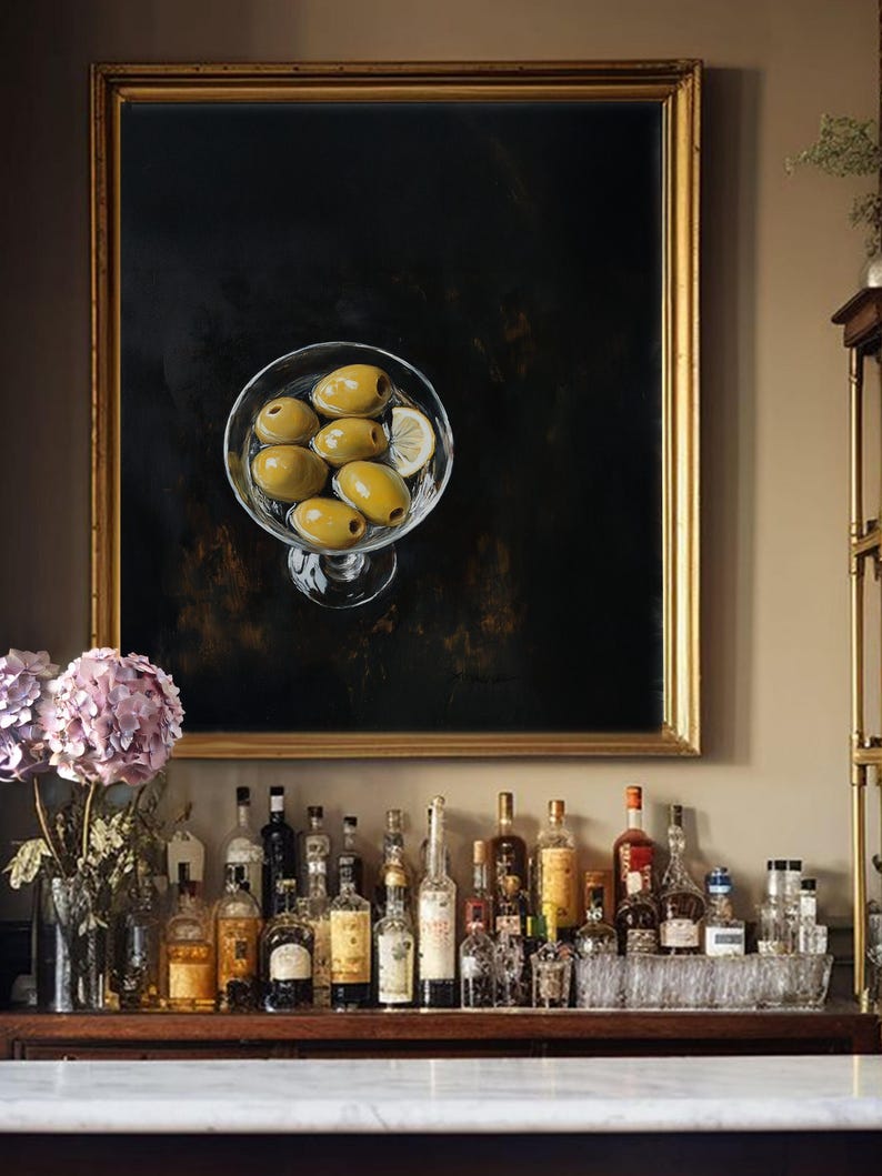 Martini Still Life Art for Kitchen and Entryway Large Cocktail Art Poster image 1