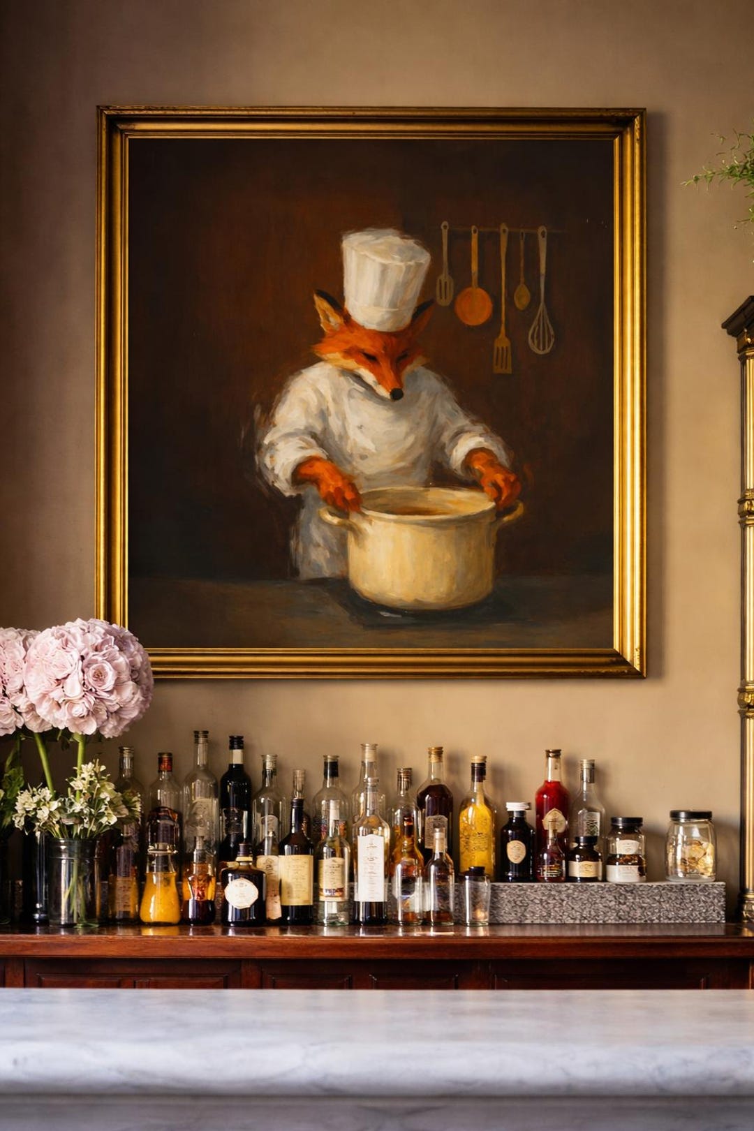 Fox Chef Art Print Anthropomorphic Fox Cooking Illustration Whimsical ...
