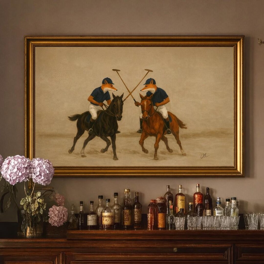 Fox Polo Wall Art Print Preppy Equestrian Wall Decor Vintage Country ...