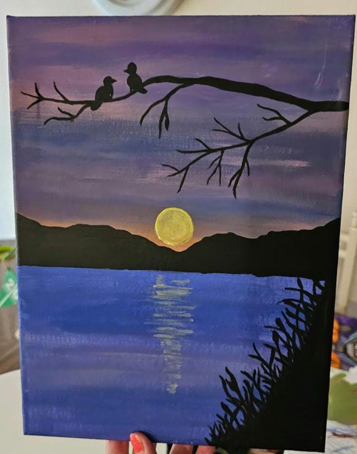 Moon at the Lake Canvas Painting - Etsy