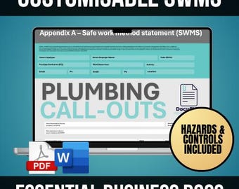 Plumbing Call-out SWMS | Safe Work Method Statement | WHS Safety Template