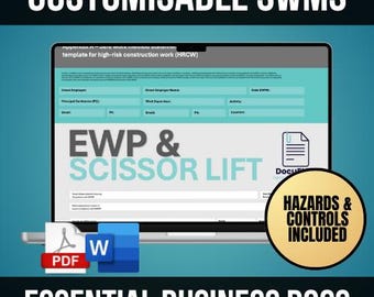 SWMS Elevated Work Platform | Safe Work Method Statement | WHS Compliance | Editable Template
