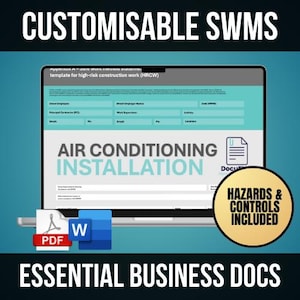 SWMS Air Conditioning Install | Safe Work Method Statement | WHS Compliance | Editable Template