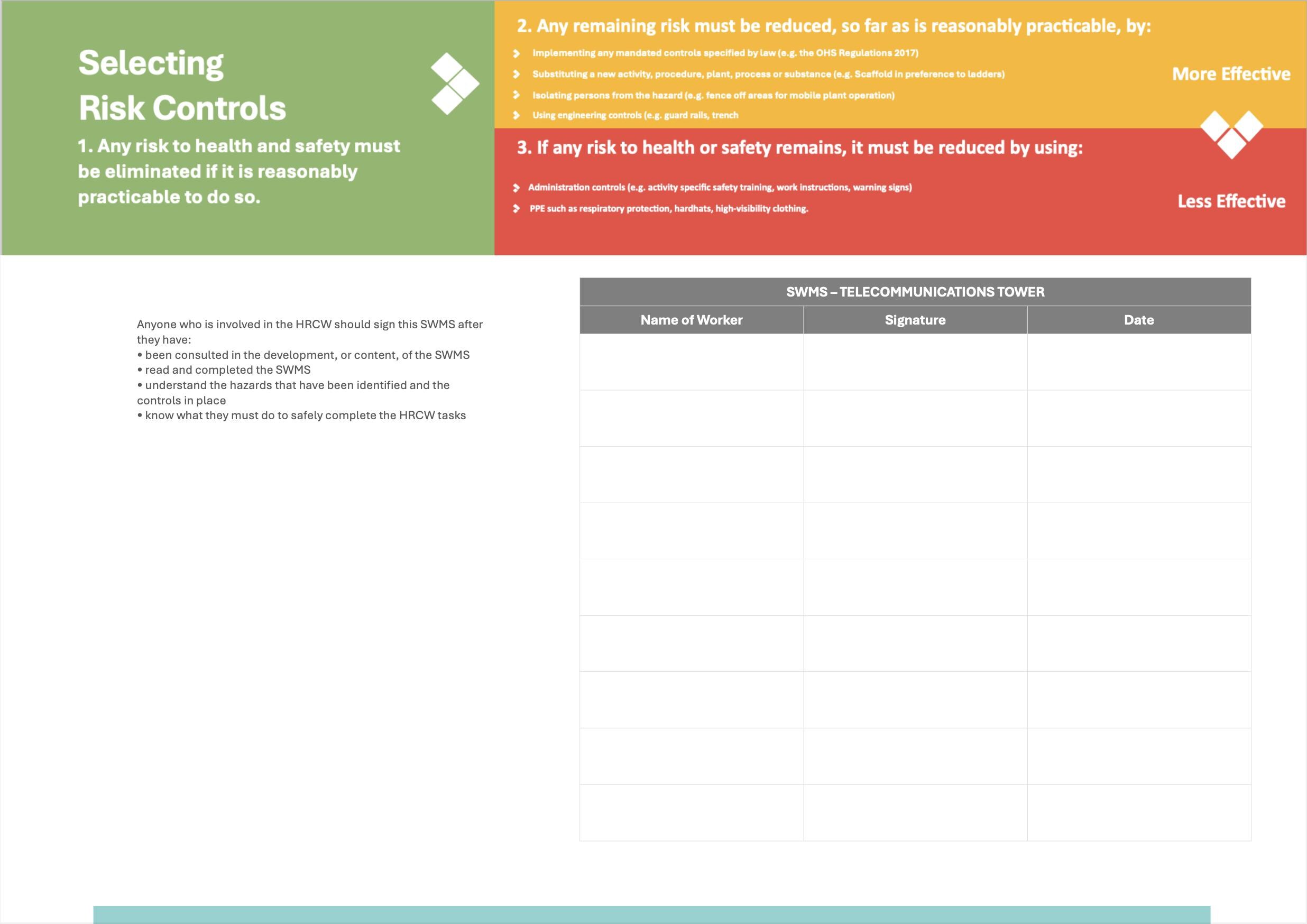 Swms Risk Assessment Swms/risk Assessment - Tailored Telecommunications Tower, Safe Work ...
