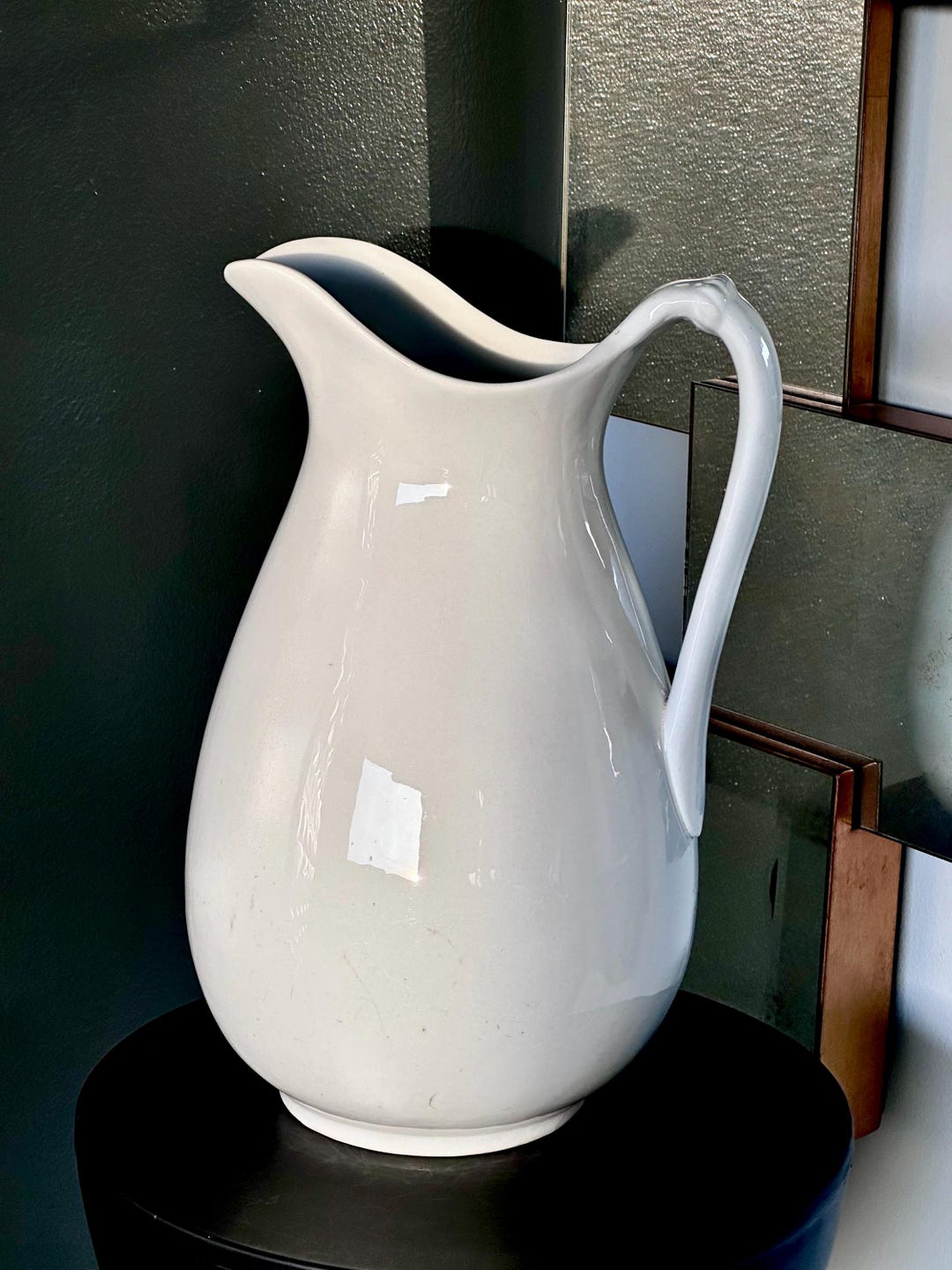 Large Antique Ironstone China Pitcher – White Ceramic Water Jug - Etsy