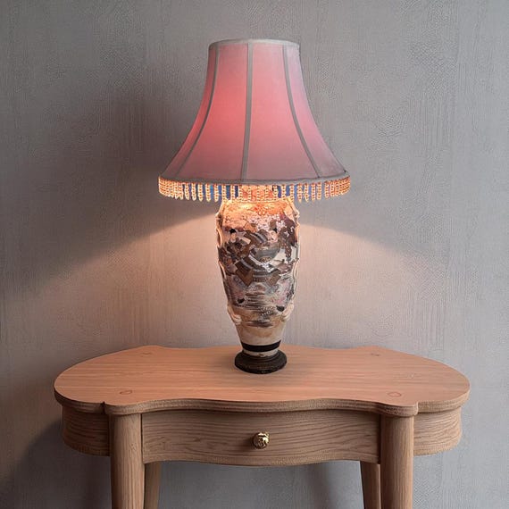 Antique Japanese Satsuma-style Samurai Vase Lamp – Hand-painted