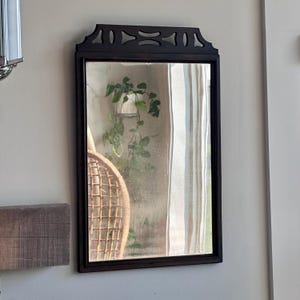 Antique Rectangular Wall Mirror with Fretwork Top