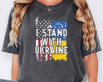 Maglietta American Support Ukraine, maglietta I Stand With Ukraine, maglietta Solidarity