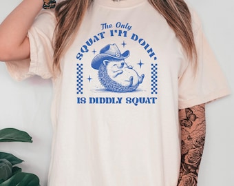 Camiseta divertida de erizo con sentadillas: camiseta sarcástica para el gimnasio - Colores cómodos