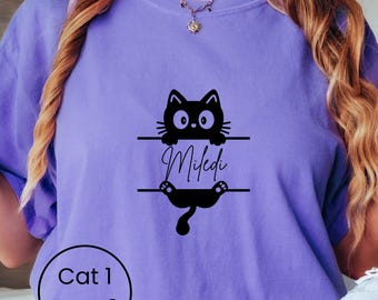 Camiseta personalizada con nombre de gato: regalo personalizado para amantes de los gatos