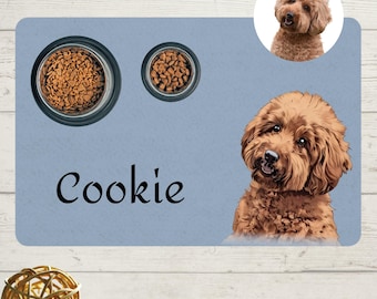 Tapete de comida personalizado com foto para animais de estimação: jogo americano personalizado para cães e gatos