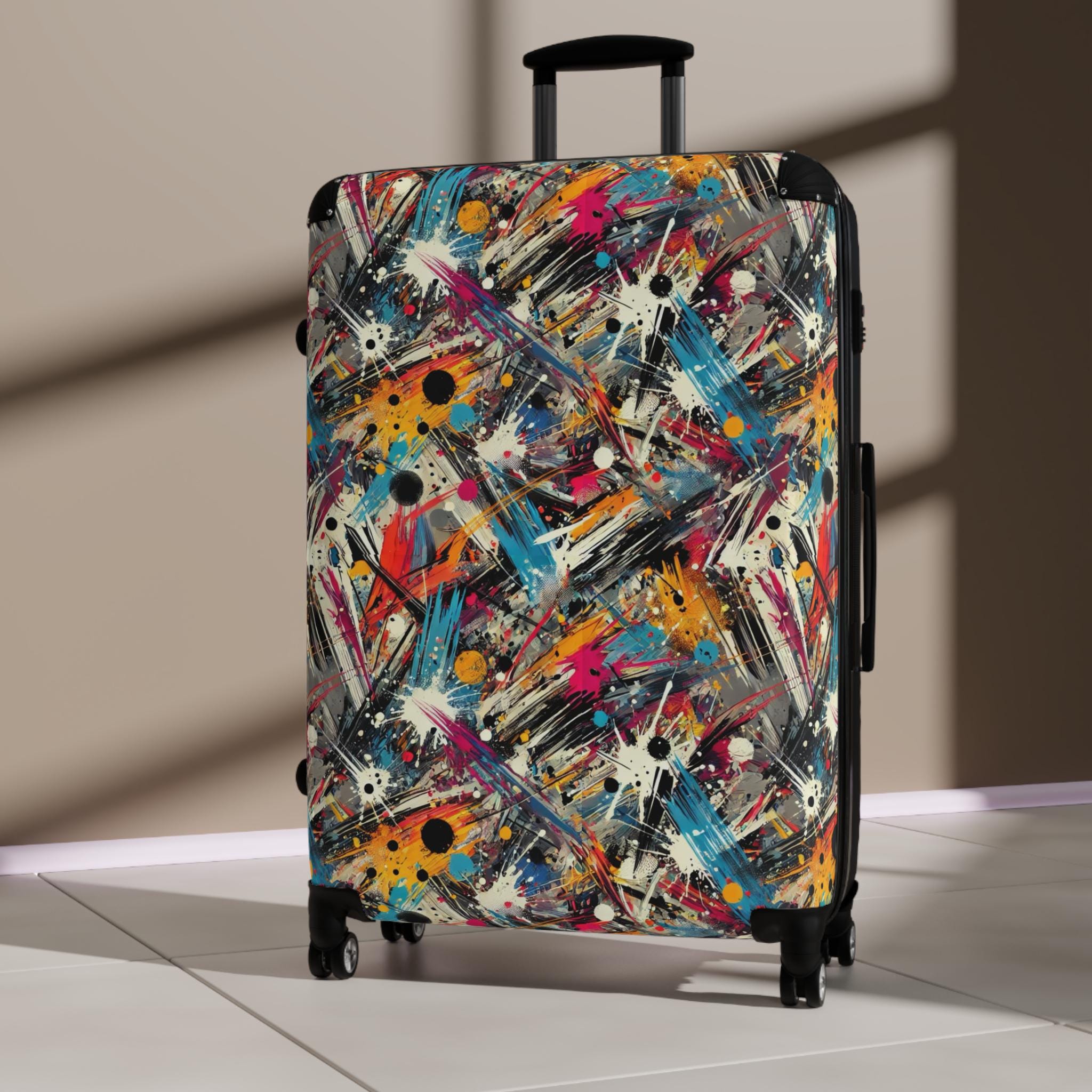Colorful Abstract Suitcase, Stylish Travel Luggage, Trendy Carry-On, Unique Vacation Gear, Art-Inspired Baggage, Personalized Travel