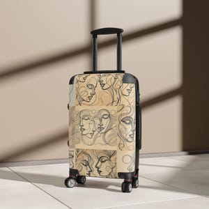 Artistieke Gezicht Reiskoffer - Unieke Bagage met Abstracte Gezichten, Stijlvol voor Reisliefhebbers en Vakantie, Cadeau-idee met Uniek Kunstwerk