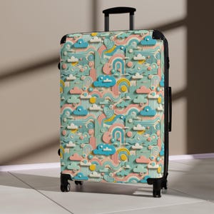 Colorful Retro Suitcase | Travel Bag with Fun Design, Luggage for Vacation, Road Trip, Airline Carry-On, Adventure Essentials