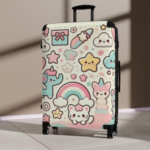 Cute Kawaii Suitcase -Soft Pastel Travel Luggage, Adorable Rolling Carry-On,Lightweight ,Durable, Fun Travel Gift for Children & Kawaii Love