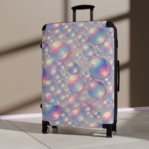 Bubble Suitcase - Adorable Pastel Travel Luggage, Lightweight Rolling Suitcase, Aesthetic Carry-On, Fun Vacation Bag, Gift for Travelers