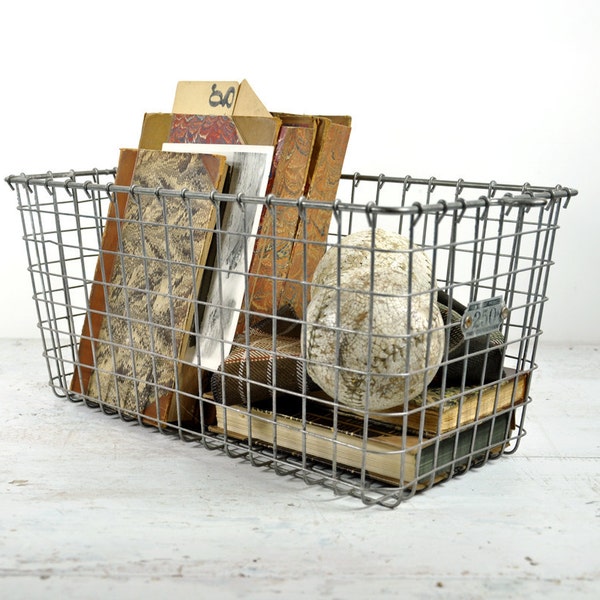 Vintage Extra Long Metal Locker Basket