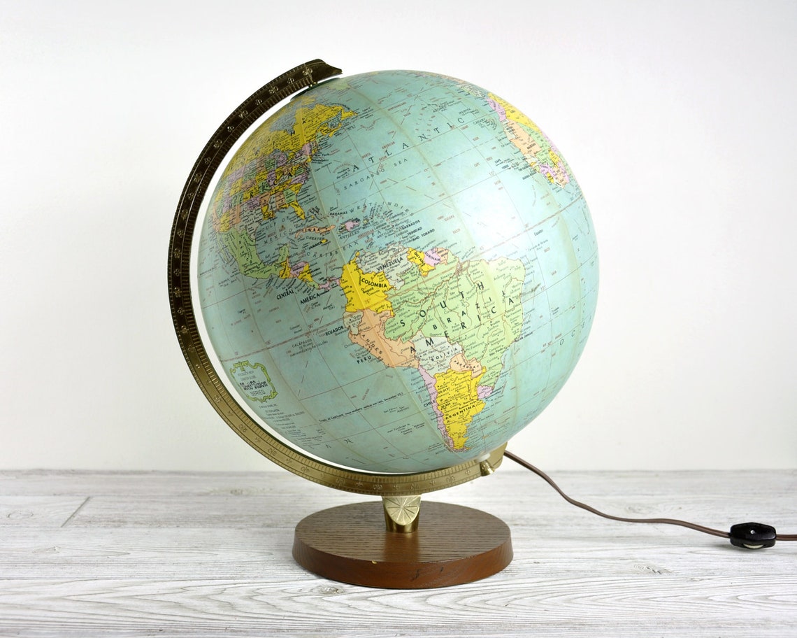 Vintage Illuminated World Globe Light / Globe Lamp Etsy