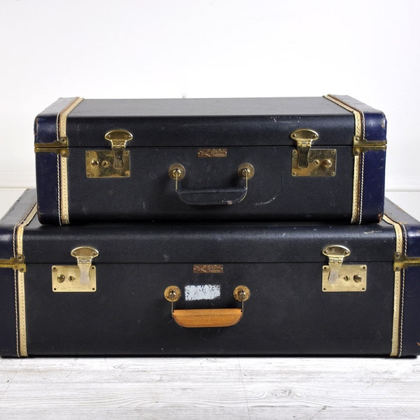 Set de bagages Vintage, bagages valises Set, Set de valise, valise Vintage, rétro bagages, bagages bleu ensemble bagages Decor, Set de voyage