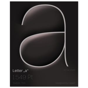 Póster minimalista de diseño suizo - Impresión artística elegante con la letra A - Decoración moderna para el hogar