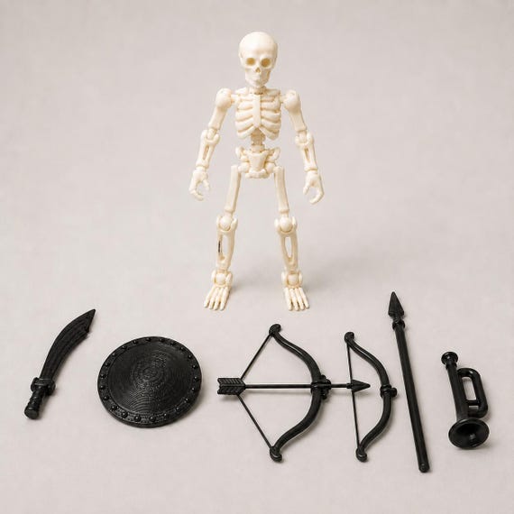 Poseable Skeleton Action Figure With Weapons | 3D Printed