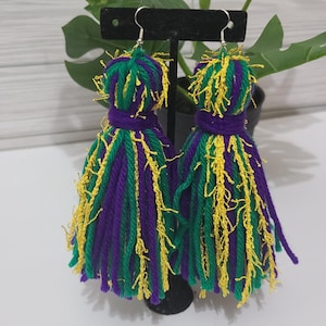 Mardi Gras Fringed Tassel Earrings