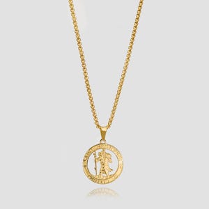 St Christopher Anhänger, vergoldete Halskette, Herren Halskette, christlicher Schmuck, Goldkette, Traveler Anhänger, Geschenk für ihn Halskette