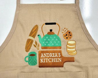 Embroidered Custom Apron, Customized Apron, Kitchen Apron, Personalized Chef Cooking Apron, Chefs, Bakers, Baristas, Gardener