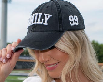 Gorra de camionero vintage con número de camiseta personalizado bordado, gorra deportiva personalizada con número de jugador, gorra deportiva personalizada para mamá