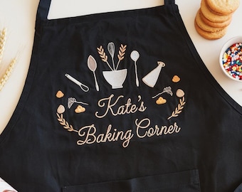 Embroidered Custom Baking Apron, Customized Apron, Kitchen Apron, Personalized Chef Cooking Apron, Chefs, Bakers, Baristas, Gardener