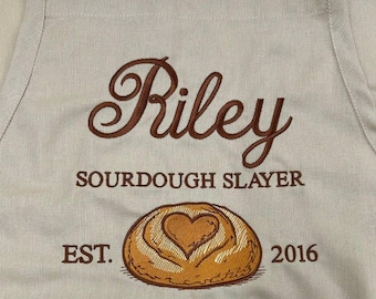 Embroidered Sourdough Custom Apron, Customized Apron, Kitchen Apron, Personalized Chef Cooking Apron, Chefs, Bakers, Baristas, Gardener