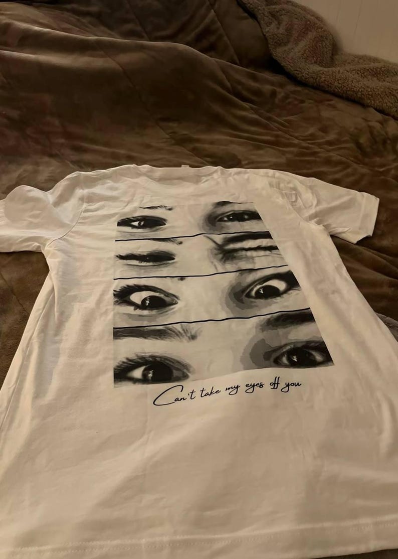 Camiseta personalizada "The Look Of Love", camiseta "Love Eye", camiseta "Ojos de tendencia", regalo de San Valentín para pareja, regalo de aniversario para novia. imagen 5