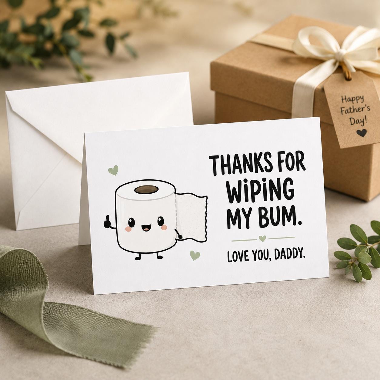 Funny Father’s Day Card From Baby, Thanks for Wiping My Bum, Cute Daddy ...