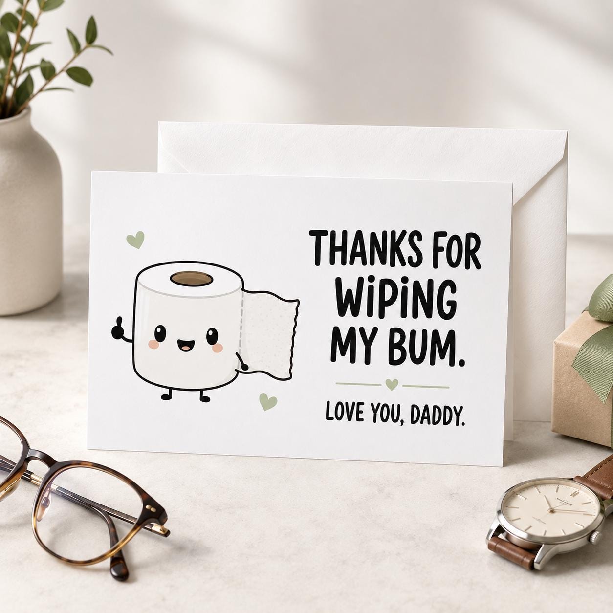 Funny Father’s Day Card From Baby, Thanks for Wiping My Bum, Cute Daddy ...