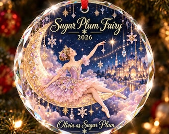 Personalized Sugar Plum Fairy Glass Ornament, Nutcracker Ballet Christmas Gift, Custom Ballerina Keepsake, Dance Recital Ornament 2026 Xmas