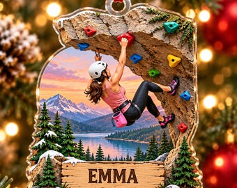 Personalized Rock Climbing Acrylic Ornament, Custom Name Climber Christmas Gift, Bouldering Keepsake, Outdoor Adventure Tree Decor
