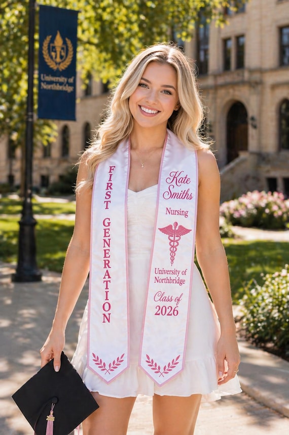 Custom Nursing Embroidery Graduation Stole, Personalized First Generation Graduation Senior Class Of 2026 Grad Sash, College Graduate Gift