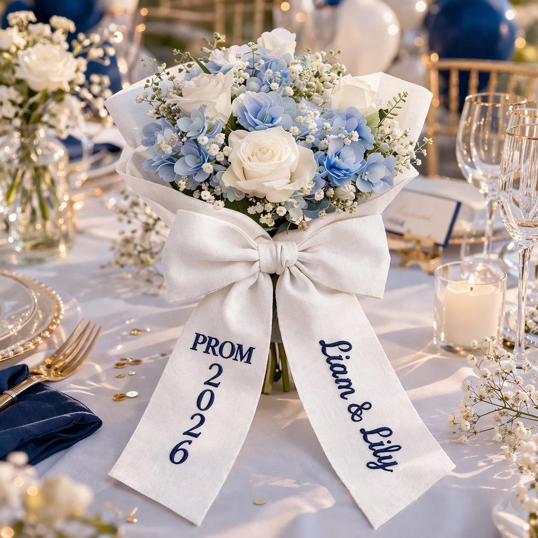 Personalized Prom Bouquet Ribbon, Embroidered Graduation Sash 2026 ...