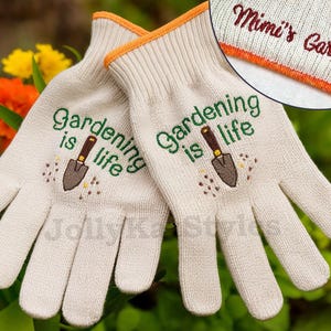Embroidered Gardening Is Life Custom Gardening Gloves, Personalized Gift, Garden Lover, Garden Working Gloves, Outdoor Working Gloves