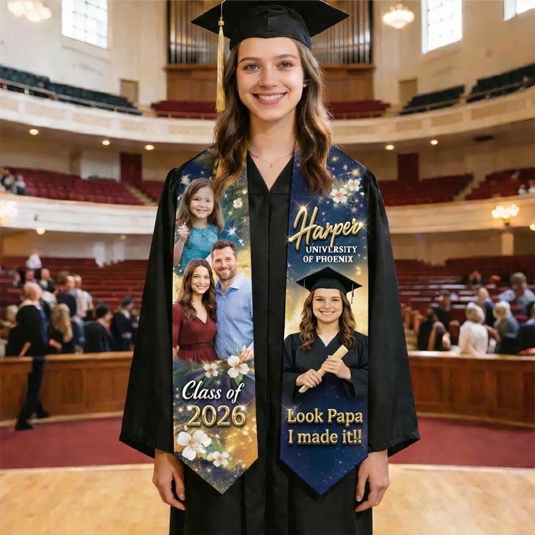 Custom Graduation Stole, Personalized Class of 2026 Graduation Sash ...
