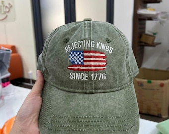 Embroidered Rejecting Kings Cap, Since 1776 Hat, No Kings In America, Pro Democracy, Anti Authoritarian Tee, Anti Maga Anti Trump Shirt