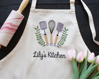 Embroidered Custom Apron, Customized Apron, Kitchen Apron, Personalized Chef Cooking Apron, Chefs, Bakers, Baristas, Gardener