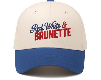 Cappello rosso patriottico ricamato, berretto rosso, bianco e castano, cappello rosso, bianco e biondo, berretto patriottico ricamato, cappello del 4 luglio