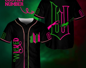 Maglietta personalizzata Wicked Jersey, maglia Elphaba e Glinda, regali musicali per i fan di Wicked, gadget Wicked, maglietta Green Witch