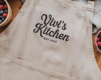 Embroidered Custom Apron, Customized Apron, Kitchen Apron, Personalized Chef Cooking Apron, Chefs, Bakers, Baristas, Gardener