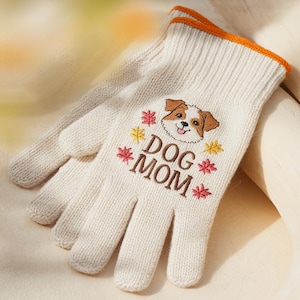 Embroidered Dog Mom Gloves, Dog Lover Customized Gardening Gloves, Personalized Gift, Garden Lover, Garden Working Outdoor Gloves