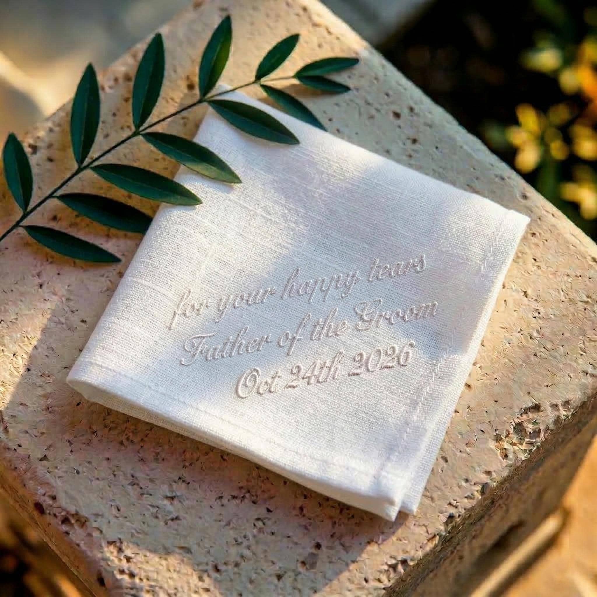 Custom Father of the Groom Handkerchief, Personalized Wedding Hankie