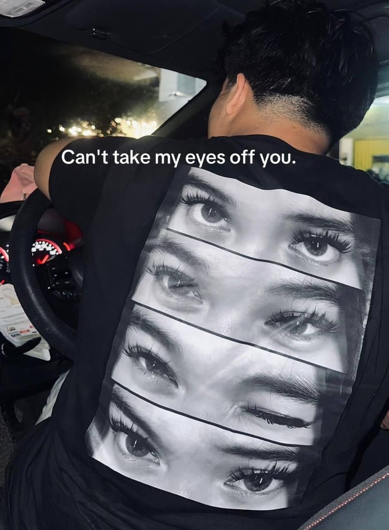 Camiseta personalizada "The Look Of Love", camiseta "Love Eye", camiseta "Ojos de tendencia", regalo de San Valentín para pareja, regalo de aniversario para novia. imagen 6