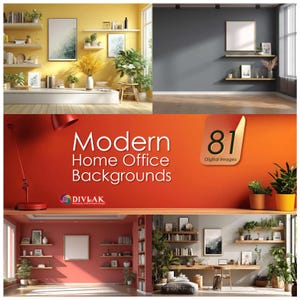 Modern/Professional Home Office Zoom Backgrounds (81 backdrops) | Neutral & Colorful | 16:9