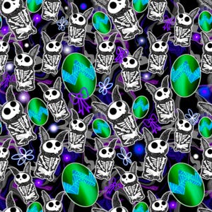 Gespenstisches Ostern Muster | Skeleton Bunny Digital Design, limitiert exklusiv | Dunkle ästhetische nahtlose Datei für Stoff, gruselige Png